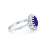 Halo Floral Wedding Engagement Ring Round Cubic Zirconia 925 Sterling Silver