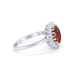 Halo Floral Wedding Engagement Ring Round Cubic Zirconia 925 Sterling Silver