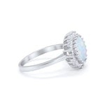 Halo Floral Wedding Engagement Ring Round Cubic Zirconia 925 Sterling Silver