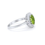 Halo Floral Wedding Engagement Ring Round Cubic Zirconia 925 Sterling Silver