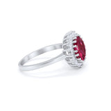 Halo Floral Wedding Engagement Ring Round Cubic Zirconia 925 Sterling Silver