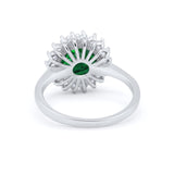 Halo Floral Wedding Engagement Ring Round Cubic Zirconia 925 Sterling Silver