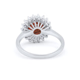 Halo Floral Wedding Engagement Ring Round Cubic Zirconia 925 Sterling Silver