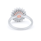 Halo Floral Wedding Engagement Ring Round Cubic Zirconia 925 Sterling Silver