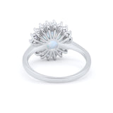 Halo Floral Wedding Engagement Ring Round Cubic Zirconia 925 Sterling Silver