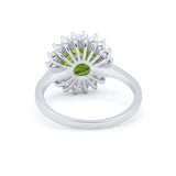 Halo Floral Wedding Engagement Ring Round Cubic Zirconia 925 Sterling Silver