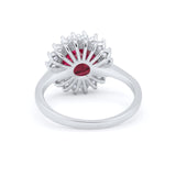Halo Floral Wedding Engagement Ring Round Cubic Zirconia 925 Sterling Silver