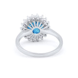 Halo Floral Wedding Engagement Ring Round Cubic Zirconia 925 Sterling Silver