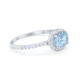 Sideways Halo Oval Engagement Ring Round Cubic Zirconia 925 Sterling Silver