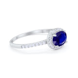 Sideways Halo Oval Engagement Ring Round Cubic Zirconia 925 Sterling Silver