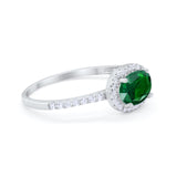 Sideways Halo Oval Engagement Ring Round Cubic Zirconia 925 Sterling Silver