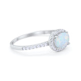 Sideways Halo Oval Engagement Ring Round Cubic Zirconia 925 Sterling Silver
