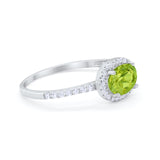 Sideways Halo Oval Engagement Ring Round Cubic Zirconia 925 Sterling Silver