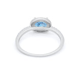 Sideways Halo Oval Engagement Ring Round Cubic Zirconia 925 Sterling Silver