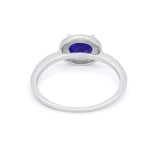 Sideways Halo Oval Engagement Ring Round Cubic Zirconia 925 Sterling Silver