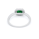 Sideways Halo Oval Engagement Ring Round Cubic Zirconia 925 Sterling Silver