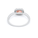 Sideways Halo Oval Engagement Ring Round Cubic Zirconia 925 Sterling Silver