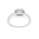 Sideways Halo Oval Engagement Ring Round Cubic Zirconia 925 Sterling Silver