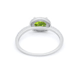 Sideways Halo Oval Engagement Ring Round Cubic Zirconia 925 Sterling Silver