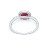 Sideways Halo Oval Engagement Ring Round Cubic Zirconia 925 Sterling Silver