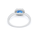 Sideways Halo Oval Engagement Ring Round Cubic Zirconia 925 Sterling Silver