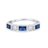Eternity Band Alternating Baguette Ring Round 925 Sterling Silver
