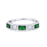 Eternity Band Alternating Baguette Ring Round 925 Sterling Silver