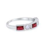 Eternity Band Alternating Baguette Ring Round 925 Sterling Silver