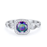 Art Deco Filigree Vintage Style Wedding Ring Round Cubic Zirconia 925 Sterling Silver