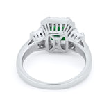 Three Stone Wedding Ring Emerald Cut Baguette Cubic Zirconia 925 Sterling Silver