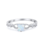 Art Deco Petite Dainty Princess Cut Wedding Ring Round Cubic Zirconia 925 Sterling Silver