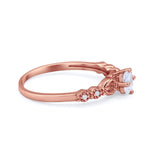 Art Deco Petite Dainty Princess Cut Wedding Ring Round Cubic Zirconia 925 Sterling Silver