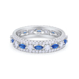 Art Deco Full Eternity Band Ring Round 925 Sterling Silver