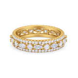 Art Deco Full Eternity Band Ring Round 925 Sterling Silver