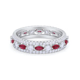 Art Deco Full Eternity Band Ring Round 925 Sterling Silver