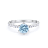 Art Deco Solitaire Accent Dazzling Wedding Ring Round Cubic Zirconia 925 Sterling Silver
