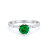 Art Deco Solitaire Accent Dazzling Wedding Ring Round Cubic Zirconia 925 Sterling Silver