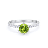 Art Deco Solitaire Accent Dazzling Wedding Ring Round Cubic Zirconia 925 Sterling Silver