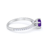 Art Deco Solitaire Accent Dazzling Wedding Ring Round Cubic Zirconia 925 Sterling Silver
