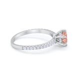 Art Deco Solitaire Accent Dazzling Wedding Ring Round Cubic Zirconia 925 Sterling Silver