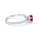 Art Deco Solitaire Accent Dazzling Wedding Ring Round Cubic Zirconia 925 Sterling Silver