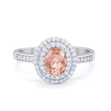 Art Deco Halo Wedding Ring Simulated Cubic Zirconia 925 Sterling Silver