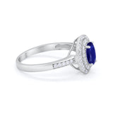 Art Deco Halo Wedding Ring Simulated Cubic Zirconia 925 Sterling Silver