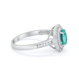 Art Deco Halo Wedding Ring Simulated Cubic Zirconia 925 Sterling Silver