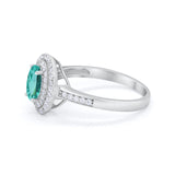 Art Deco Halo Wedding Ring Simulated Cubic Zirconia 925 Sterling Silver