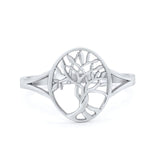Tree Of Life Ring Oval Split Shank 925 Sterling Silver