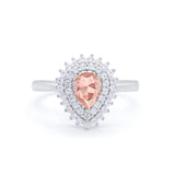 Teardrop Pear Wedding Engagement Bridal Ring Round Cubic Zirconia 925 Sterling Silver