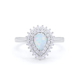 Teardrop Pear Wedding Engagement Bridal Ring Round Cubic Zirconia 925 Sterling Silver