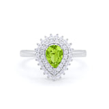 Teardrop Pear Wedding Engagement Bridal Ring Round Cubic Zirconia 925 Sterling Silver