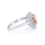 Teardrop Pear Wedding Engagement Bridal Ring Round Cubic Zirconia 925 Sterling Silver